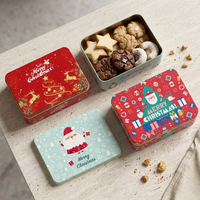 Boîte en fer blanc robuste pour biscuits de Noël, motifs de dessins animés variés, vente en gros, articles en stock, boîte de rangement pour biscuits, pack cadeau de fêtes