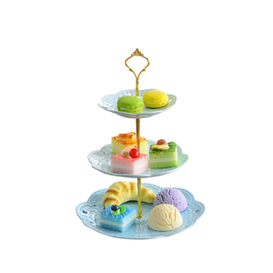 Support à gâteau royal, support à cupcakes, support à fruits, plateau à dessert, assiettes en céramique à <span class=keywords><strong>3</strong></span> niveaux pour mariage, fête du <span class=keywords><strong>thé</strong></span>, plateau personnalisé avec logo - Product Image 2