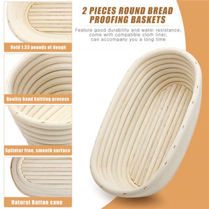 Juego de 2 Cestas de Fermentación Ovaladas de Mimbre de 25*15*8cm, Aptas para Alimentos, Hechas a Mano, Redondas de 10 Pulgadas y de 9.6 Pulgadas, Tipo Banneton - Product Image 6