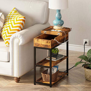 Table basse en bois massif, meuble de maison, avec Station de recharge et Ports USB et sorties électriques pour petit espace - Product Image 4