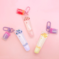 Brillant à lèvres avec porte-clés avec emballage personnalisé porte-clés accessoires clair mignon naturel étanche CE enfants végétalien rose liquide OEM
