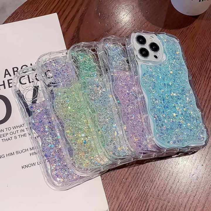 Eco-Friendly Glitter Drip Glue Transparent Shockproof Big Wave