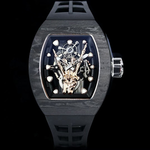 Reloj Automático Deportivo de Alta Precisión, Resistente al Agua, Multifunción, Tourbillon, Fibra de Carbono Negra, Oro Rosa, Diseño Esqueleto - Product Image 1