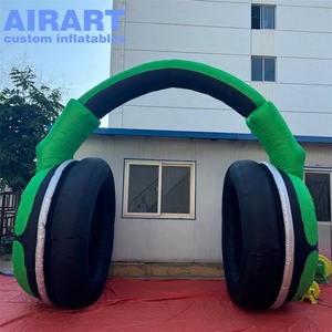 In logo hoạt động trang trí <span class=keywords><strong>Inflatable</strong></span> Tai nghe vòm, <span class=keywords><strong>Inflatable</strong></span> tai nghe màu xanh lá cây Cổng Tò Vò - Product Image 1