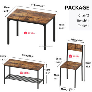 Kim loại bàn ăn set_two ghế và một băng ghế dự bị - Product Image 6