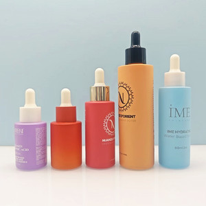 Emballage cosmétique pour soins de la peau, flacon compte-gouttes en verre givré rouge de 1 oz, épaule plate, pour émulsion et huile essentielle, 15 ml, 30 ml, avec boîte - Product Image 3