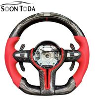 Volante de Cuero Rojo con Fibra de Carbono y LED para BMW M3 M4 F80 F82 X5 F15 X6 F16 F10 F30 F32 F36 F60 F22 F80 M3 Serie 2/3