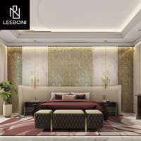 Lit de luxe italien, dernier design, tissu en velours, grande tête de lit, lit super king size