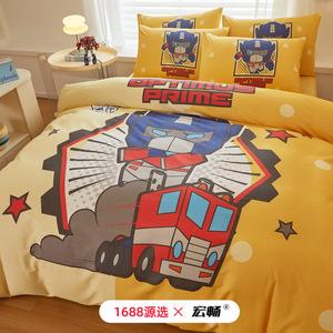 Juego de Ropa de Cama de Algodón con Dibujos Animados de Transformers, 4 Piezas, para Niños, Dormitorio, Primavera 2026 - Product Image 2