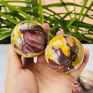 1 bola de cristal de esferas de Moonkite natural, diseño de mármol vibrante, decoración del hogar de piedra natural con remolinos dorados, marrones y blancos - Product Image 1