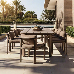Ensemble de salle à manger en aluminium pour l'extérieur, chaises et table de jardin pour patio, hôtel, villa, parc - Product Image 1