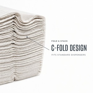 Papier toilette blanc Signature C-Fold, 150 feuilles par paquet, jetable, forte absorption d'eau, pâte de bois vierge - Product Image 2