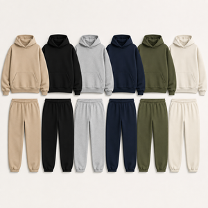 Custom Design Unisex Hoodie <b>Jogger</b> <b>Set</b> Oversized Solid Color 2 Piece <b>Matching</b> Tracksuit Wholesale Clothing Manufacturer - Product Image 2