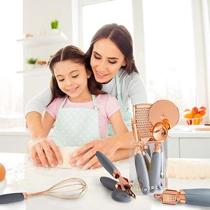 7 Pcs Kitchen Gadget Set <strong>Copper</strong> Coated Stainless Steel <strong>Utensils</strong> with Handles - Product Image 6