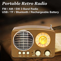 Meier M-161Bt M161bt Mini haut-parleur rétro nostalgique vintage antique portable en bois rechargeable radio FM AM SW avec lecteur USB