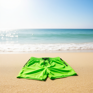 Buonic Pantaloncini da bagno da uomo verde neon ad asciugatura rapida con fodera in rete M L XL XXL Confezione da 8 pezzi - Product Image 2