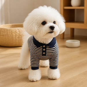 Pull en tricot rayé pour chien, style classique et décontracté, confortable, vêtements pour animaux de compagnie toutes saisons pour chiens - Product Image 1