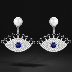 Pendientes de Lujo para Mujer en Plata 925 con Cristal en Forma de Gota, Perla y Piedra Azul para Uso Diario - Product Image 3