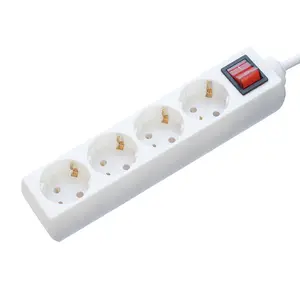 4 Outlet European Plug Adapter Convenient 3 Pin Power Strip Socket For Home Or Office Use