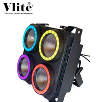 Vlite Projecteur de scène à 4 faisceaux pour éclairage de scène, contrôle DMX512, LED RGB, lumière du jour 5000K, 400W, Aluminium+Plastique, Ra80