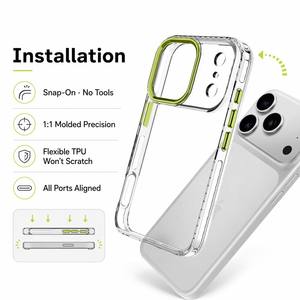 เคสโทรศัพท์ใส TPU พร้อมกรอบเลนส์โลหะและปุ่มโลหะสำหรับ <span class=keywords><strong>iPhone</strong></span> 17 16 Pro Max ป้องกันเหลือง กันกระแทก - Product Image 5