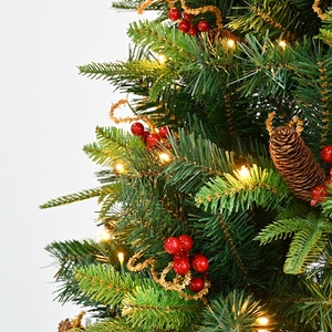 Nhà Máy Trực Tiếp Tùy Chỉnh Bán Buôn PVC Cây Giáng Sinh Đồ Trang Trí 180 Cm Phong Cách Hiện Đại Cây Trần Với Thông & Trái Cây Màu Đỏ Chống Cháy - Product Image 4
