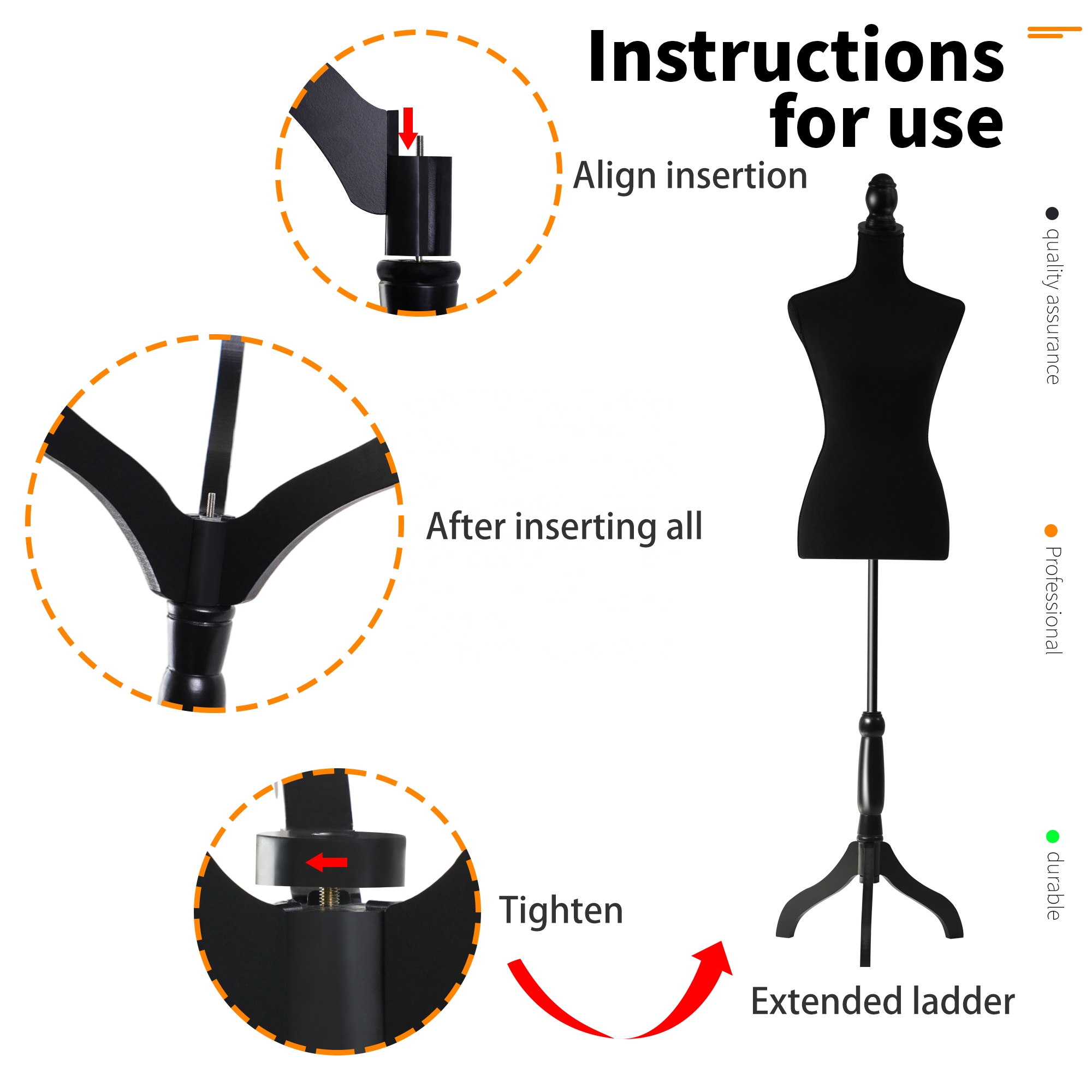 Black Female Mannequin Torso Dress Form with Tripod Base, 60-67 Inch  Adjustable for Sewing and Apparel Display