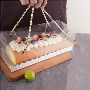 Transparente Kuchen box mit Griff Cupcake Swiss Clear Plastic Tragbare PET-Verpackung Geschenk box Roll Long