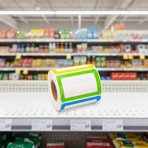 Waterproof Colored Edge Direct Thermal <b>Sticker</b> Label <b>Roll</b> Self Adhesive Price Tags For Supermarket Warehouse - Product Image 2
