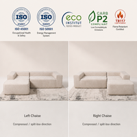Sofa Kain Modern Persegi, Sofa Sudut Modular Terkompresi untuk Pengiriman Mudah, Furnitur Proyek OEM Hotel untuk Pengadaan Global