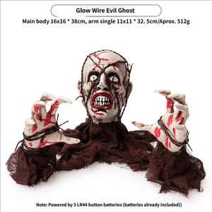 ของตกแต่งฮาโลวีนรูปซอมบี้แบบมีสายไฟ สำหรับเสียบลงดิน บ้านผีสิง ห้องลับ สนามหญ้า ภายใน/ภายนอกอาคาร เรืองแสง น่ากลัว - Product Image 4