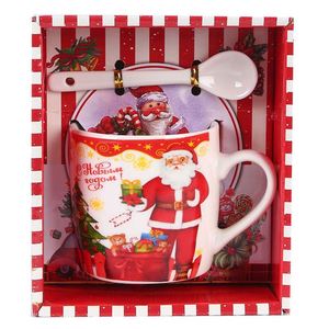 Factory Wholesale <b>Christmas</b> Party Santa Design Red Glazed Printed Cup <b>Christmas</b> Mug With Spoon <b>Gift</b> <b>Box</b> - Product Image 6