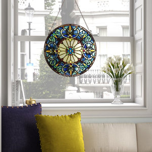 Solid Structure 30 CM Diameter Chinese Stained Glass European Design Gold Plated Eco-Friendly Bedroom Gym <b>Window</b> Panel Sun - Product Image 3