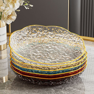 Plastic Light Luxury Retro High-grade Flower Shape Gold Inlay Pattern Fruit <b>Plate</b> Living Room Dried Fruit <b>Snacks</b> Candy Storage - Product Image 2