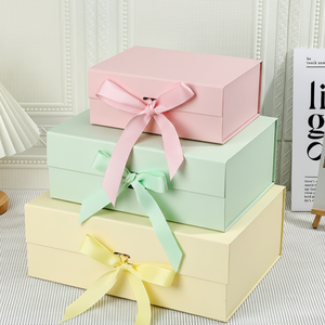 Custom Logo Magnetic Flip Rigid Gift Box Foldable Paperboard Box with Ribbon and Matte Lamination - Product Image 2
