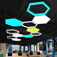 Lustre hexagonal LED au design créatif en nid d'abeille, en fer noir, personnalisable, à intensité variable, indice de protection IP20, pour bureau, salle de sport, atelier
