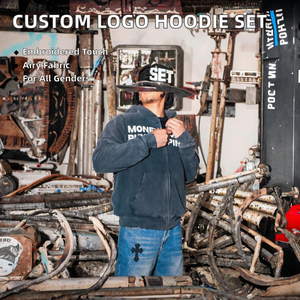 Conjunto Deportivo Extra Grande 100% Algodón con Sudadera con Capucha y Cremallera y Pantalones Deportivos con Estampado Digital Personalizado en Tela de Rizo - Product Image 2