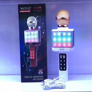 WSTER Hỗ Trợ USB TF CARD FM RADIO Với Disco Ánh Sáng Không Dây Karaoke Mic Ghi Âm Microphone - Product Image 2