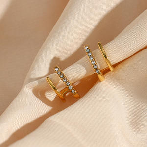 Gioielli di alta qualità orecchini da donna con diamanti orecchini a bottone in acciaio inossidabile gioielli Non appannati placcati in oro 18 carati ipoallergenici - Product Image 4