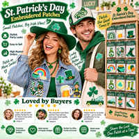 Patch brodé en gros pour la Saint-Patrick : Leprechaun, Trèfle, Arc-en-ciel – à thermocoller ou à coudre