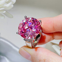 Bestseller Hochkarätiger Fancy-Farbiger Diamant 20-Karat Farbenfroher Rosa Moissanit-Diamant Ringe Schmuck für Damen