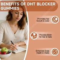 Gummies pour la santé des cheveux sans sucre et sans gluten, marque privée OEM, bloqueur de DHT, soutien nutritionnel du cuir chevelu, 2 gummies par jour