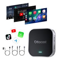 Ottocast 3 en 1 Boîte AI sans fil Carplay Android Auto Android 13 4+64G Extensible 256GB Double SIM CloudSIM Boîte de streaming