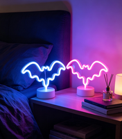 Lampe de table LED néon chauve-souris Halloween, blanc chaud Ra80, durée de vie 50 000 heures, veilleuse forme effrayante pour décoration de fête d'Halloween