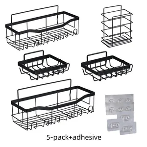 Shower Caddy Large Capacity Stainless Steel Bathroom Shower Organizer Shower Shelves No Drilling Rustproof Bathroom Shelf Black