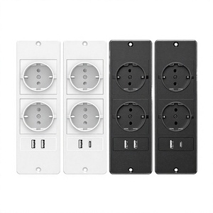 <b>Wall</b> <b>Socket</b> With 2 AC Outlets And <b>USB</b> Ports 230V 16A White And Black For Residential Use - Product Image 2