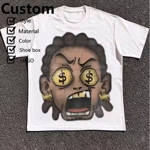 Échantillon d'usine de personnalisation: DTG-imprimé streetwear hip-hop drop shoulder surdimensionné personnalisé pour hommes boxy 3/4 sleeve T-shirts. - Product Image 5