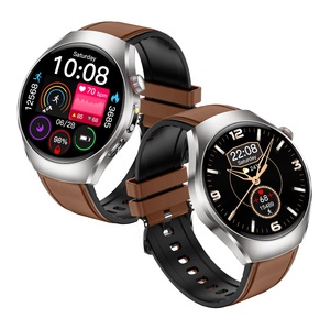 Smart Watch ET460 with Leather Strap 1.47 Inch AMOLED ECG Blood Monitor SOS BT Call IP68 <b>Waterproof</b> Fitness Tracker - Product Image 4