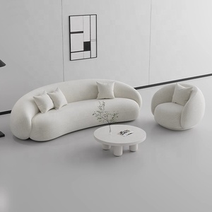 Divano Curvo Modulare da 3 Posti Zayshine Nordico Moderno di Lusso Bianco in Sherpa Velluto per Soggiorno, Set per Negozi di Abbigliamento e Appartamenti - Product Image 2