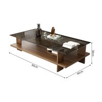 Table basse réglable en bois, verre trempé et métal pour salon et bureau, design moderne